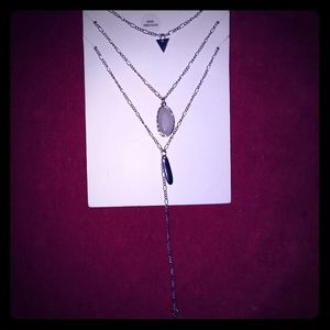 Multi strand silver necklace